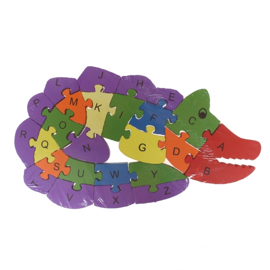Oktató fa puzzle krokodil var.2