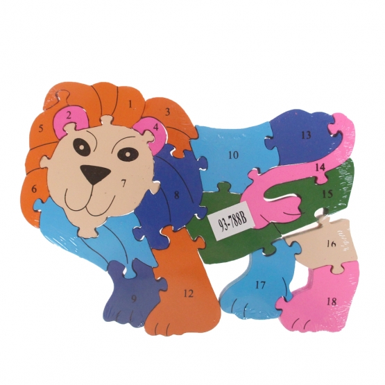 Oktató fa puzzle oroszlán var.2