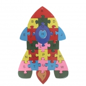 Oktató fa puzzle rakéta