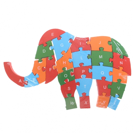 Oktató fa puzzle elefánt, var.2