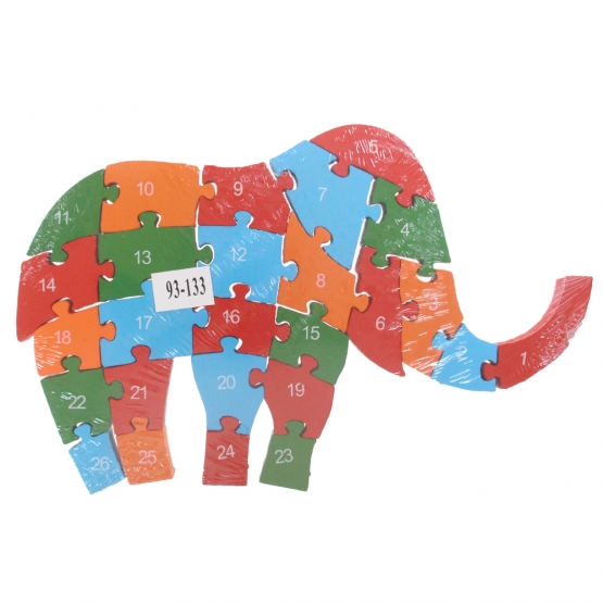 Oktató fa puzzle elefánt, var.2