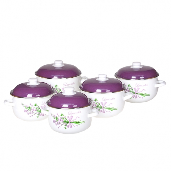 10- részes zománcozott edénykészlet levandula