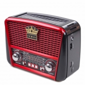Hordozható 3 sávos napelemes rádió fekete–piros KORUNA