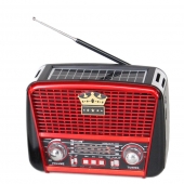 Hordozható 3 sávos napelemes rádió fekete–piros KORUNA