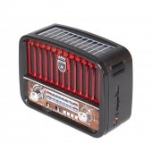Hordozható 3 sávos napelemes rádió fekete–piros MUSIC