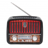 Hordozható 3 sávos napelemes rádió fekete–piros MUSIC