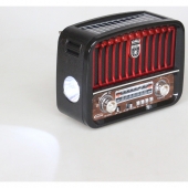 Hordozható 3 sávos napelemes rádió fekete–piros MUSIC