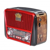 Hordozható 3 sávos napelemes rádió barna-piros KORUNA