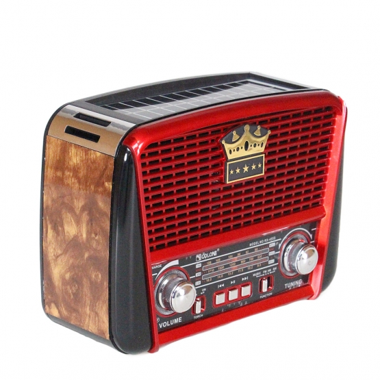 Hordozható 3 sávos napelemes rádió barna-piros KORUNA