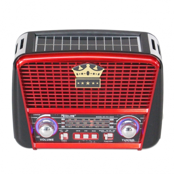 Hordozható 3 sávos napelemes rádió barna-piros KORUNA