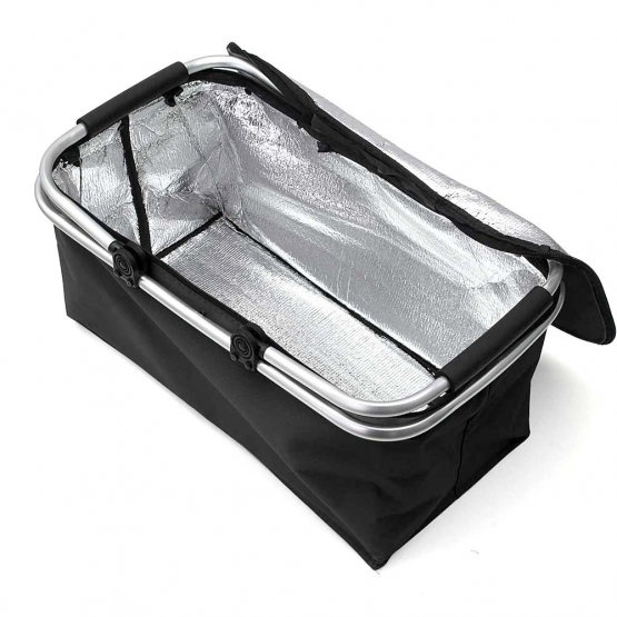 TERMIKUS ÖSSZECSUKHATÓ BEVÁSÁRLÓ KOSÁR FEDŐVEL FEKETE