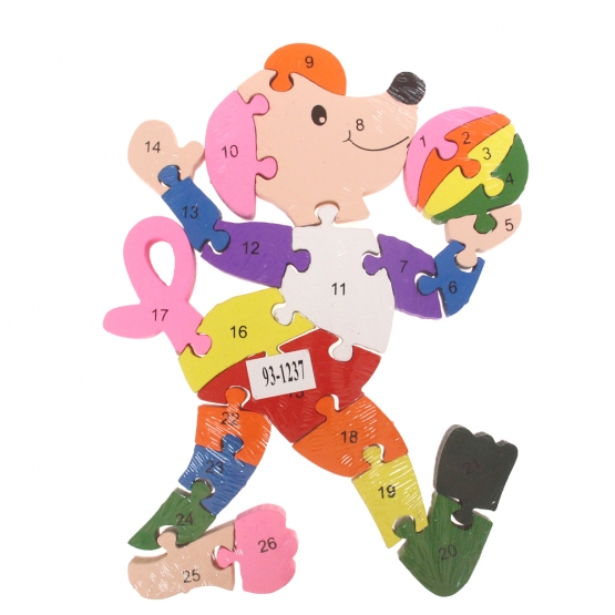 Oktató fa puzzle kutya labdával