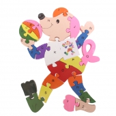 Oktató fa puzzle kutya labdával