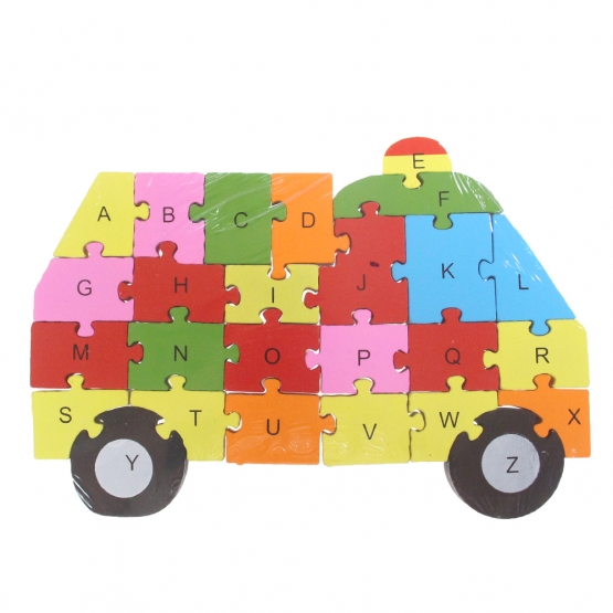 Oktató fa puzzle mentőautó