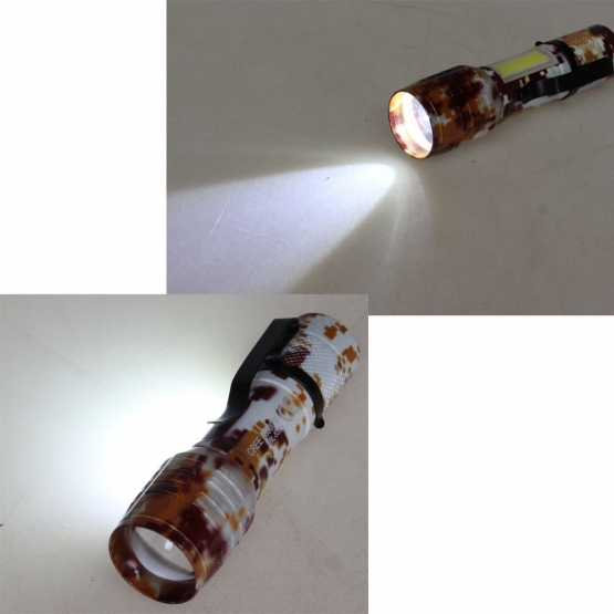 USB zseblámpa zoommal, terepszínű