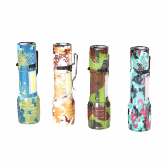 USB zseblámpa zoommal, terepszínű