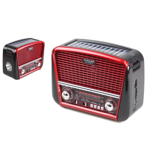 Hordozható 3 sávos napelemes rádió piros YUEGAN