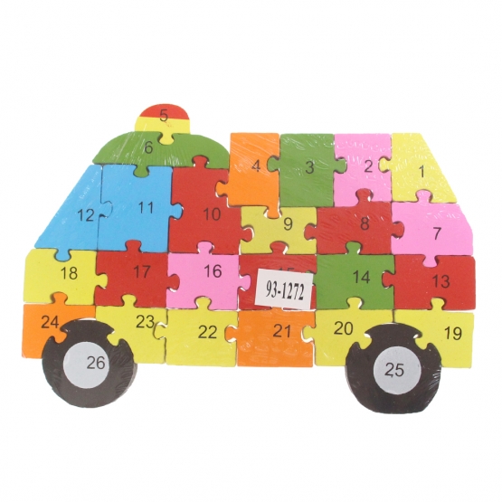 Oktató fa puzzle mentőautó