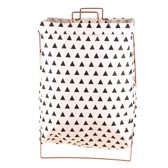 Vászon szennyeskosár állvánnyal háromszögekkel fehér