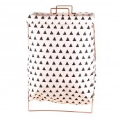Vászon szennyeskosár állvánnyal háromszögekkel fehér