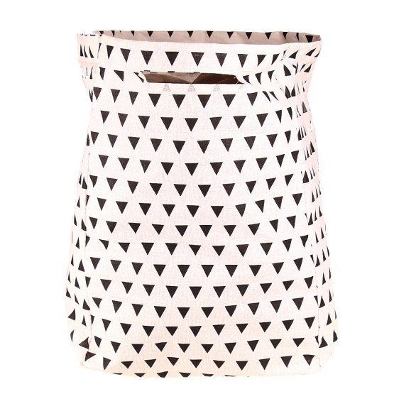 Vászon szennyeskosár állvánnyal háromszögekkel fehér