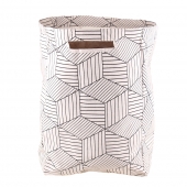 Vászon szennyeskosár állvánnyal geometriai minta fehér