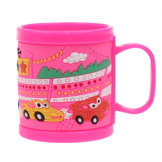 Műanyag bögre gyerekeknek (autók rózsaszín)