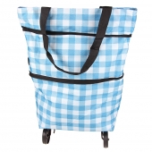 BEVÁSÁRLÓ TÁSKA KEREKEKKEL KOCKÁS, KÉK