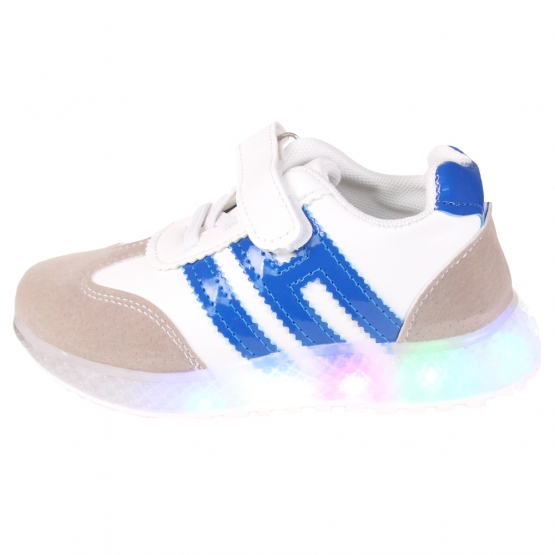Gyerek világító tornacipő orral csíkok kék