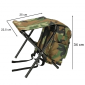 Összecsukható kemping szék hátizsákkal