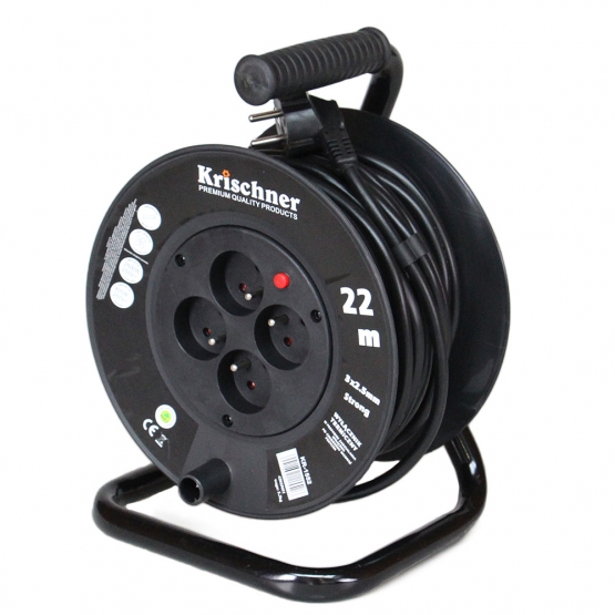 Hosszabbítókábel dobon, 22 m, fekete