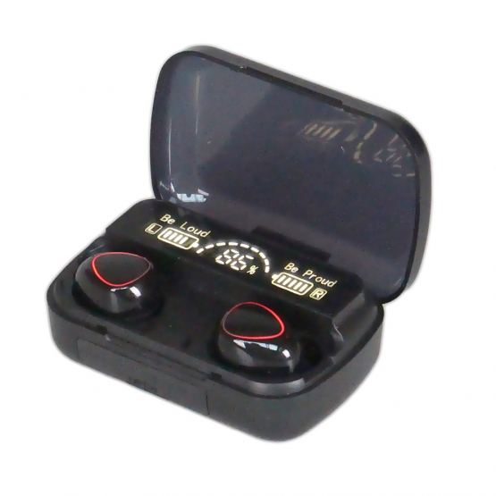 M10 fekete vezeték nélküli fülhallgató powerbankkal