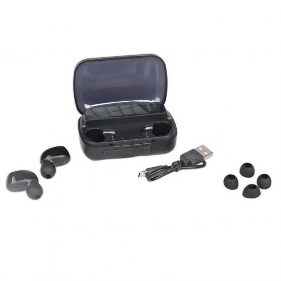 M10 fekete vezeték nélküli fülhallgató powerbankkal