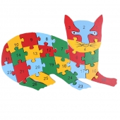 Oktató fa puzzle macska
