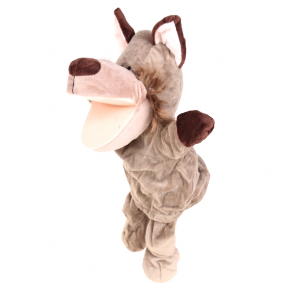 Plüss kesztyűbáb lábakkal farkas