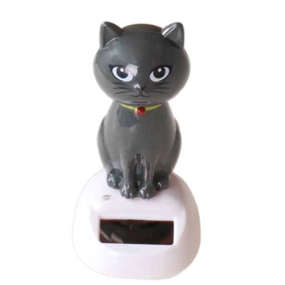 Napenergias táncoló dekoráció – sötétszürke cica