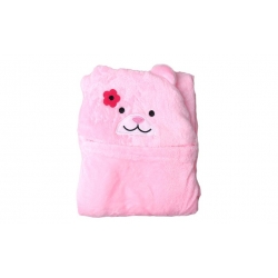 Happy Baby gyerek takaró, rózsaszín – mackó virággal