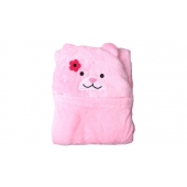 Happy Baby gyerek takaró, rózsaszín – mackó virággal