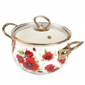 8 részes zománcozott edénykészlet piros mák