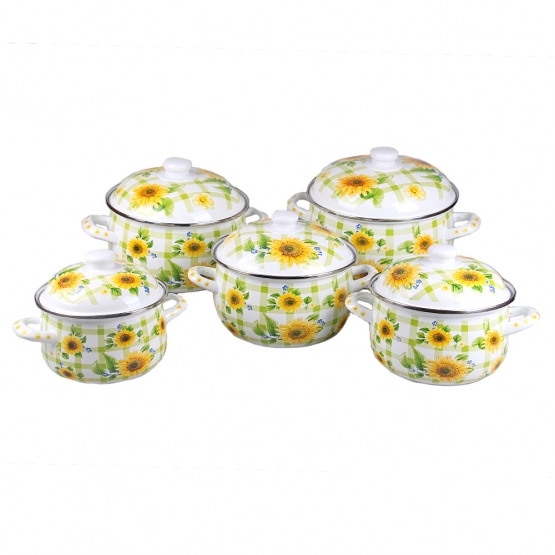 10 részes zománcozott edénykészlet napraforgó