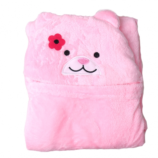 Happy Baby gyerek takaró, rózsaszín – mackó virággal