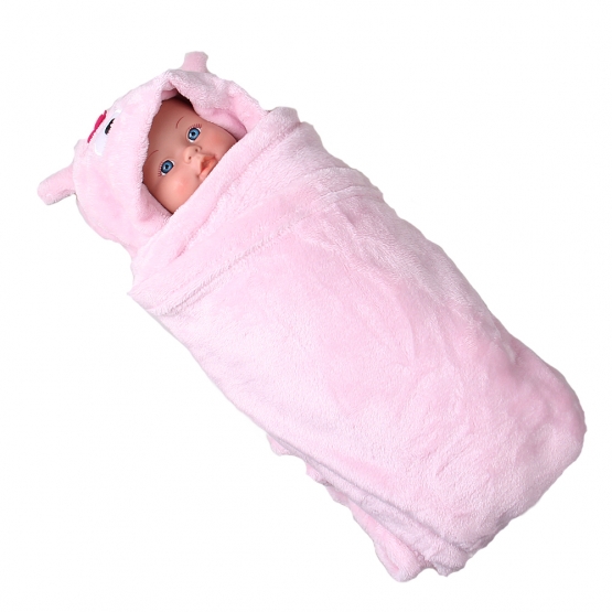 Happy Baby gyerek takaró, rózsaszín – bagoly virággal