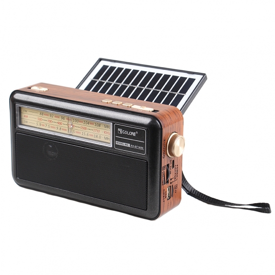 Hordozható 3 sávos napelemes rádió X-BASS fekete