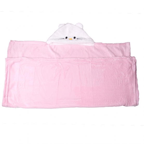 Happy Baby gyerek takaró fehér-rózsaszín – cicus