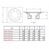 Padlóösszefolyó 200x200x115 mm