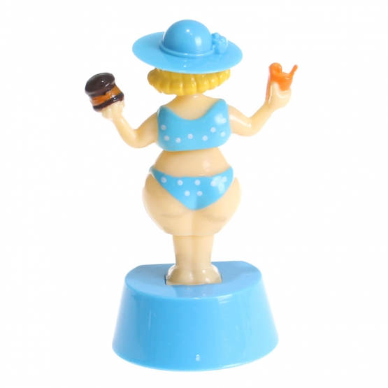 Szoláris táncoló dekoráció hölgy kalappal kék