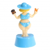 Szoláris táncoló dekoráció hölgy kalappal kék