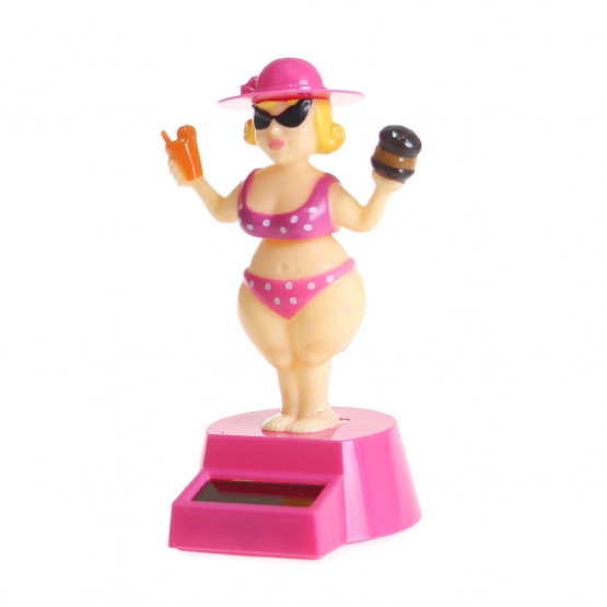 Szoláris táncoló dekoráció hölgy kalappal rózsaszín