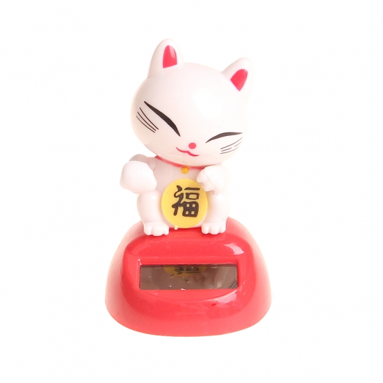 Szoláris táncoló dekoráció Lucky Cat feher