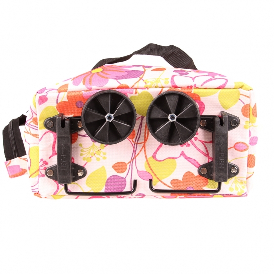 BEVÁSÁRLÓ TÁSKA KEREKEKKEL VIRÁGOS, RÓZSASZÍN